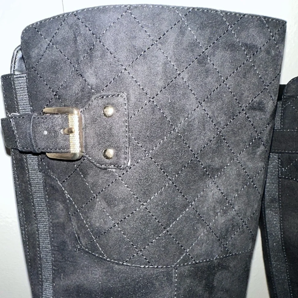Guess GGDolli2 Black Quilted Platform Knee High Heeled Boots